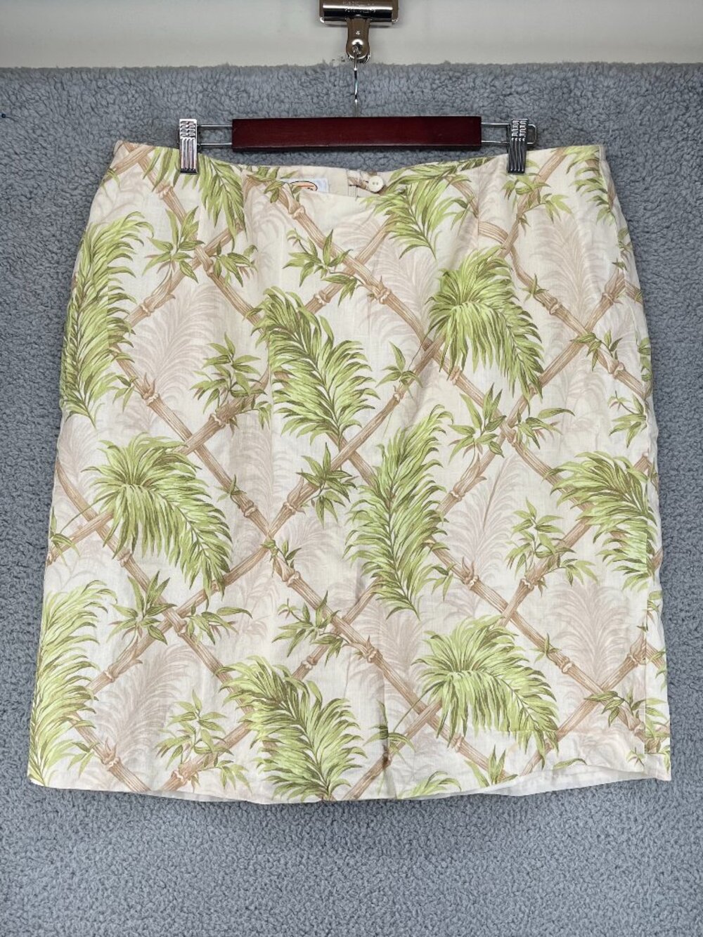 Talbots Woman Linen Skirt Tropical Bamboo Print size 16W